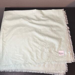 Lululemon Wool and Silk Light Mint Green 36” x 36” Square Fringed Scarf
